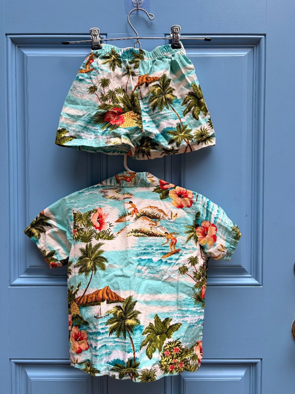RJC Hawaiian Tropical Aqua Shirt + Shorts Set 3T
